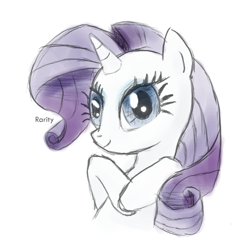 Size: 552x556 | Tagged: safe, artist:fra-92, character:rarity, species:pony, species:unicorn, bust, female, mare, simple background, smiling, solo, white background