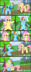 Size: 1020x2380 | Tagged: safe, artist:daedric-pony, character:fluttershy, character:rainbow dash, comic, cute, dashabetes, eyes closed, floppy ears, frown, happy, hug, open mouth, raised hoof, sad, shyabetes, sitting, smiling, underhoof