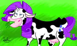 Size: 854x512 | Tagged: safe, artist:seika, character:rarity, species:cow, bovine, cowified, female, mlpg.co, mlpgdraws, raricow, solo, species swap, udder