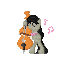 Size: 250x250 | Tagged: safe, artist:thelunarmage, character:octavia melody, animated, bow (instrument), cello, cello bow, female, missing cutie mark, music, music notes, musical instrument, pixel art, simple background, solo, transparent background