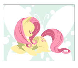 Size: 3429x3000 | Tagged: safe, artist:umbravivens, artist:yoh yoshinari, character:fluttershy, species:pegasus, species:pony, butterfly, cute, cutie mark, eyes closed, female, high res, hooves, lineless, mare, minimalist, prone, simple background, solo, transparent background, vector, wings