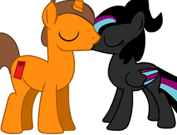 Size: 1025x782 | Tagged: safe, artist:rainbow-cookies15, artist:twiily-bases, base used, emmet brickowski, female, kissing, lego, male, ponified, shipping, simple background, straight, the lego movie, white background, wyldstyle