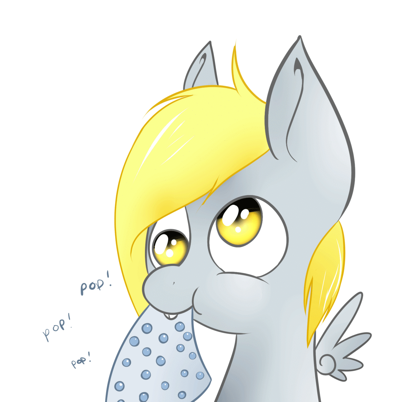 Size: 1280x1280 | Tagged: safe, artist:lilfaux, character:derpy hooves, species:pegasus, species:pony, animated, ask lil derpy, bubble wrap, female, mare