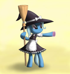 Size: 3840x4048 | Tagged: dead source, safe, artist:panzerhi, character:trixie, species:pony, bipedal, broom, clothing, costume, crossover, female, kirisame marisa, solo, touhou, witch