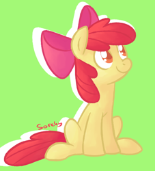 Size: 500x550 | Tagged: safe, artist:sorckylo, character:apple bloom, female, sitting, smiling, solo