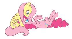 Size: 800x428 | Tagged: safe, artist:sorckylo, character:fluttershy, character:pinkie pie, ship:flutterpie, female, lesbian, shipping