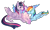 Size: 1238x739 | Tagged: safe, artist:thelionmedal, character:rainbow dash, character:twilight sparkle, character:twilight sparkle (alicorn), oc, oc:shiny dawn, parent:rainbow dash, parent:twilight sparkle, parents:twidash, species:alicorn, species:pegasus, species:pony, ship:twidash, g4, cute, eye clipping through hair, female, lesbian, magical lesbian spawn, mare, offspring, pegasus oc, shipping, three quarter view