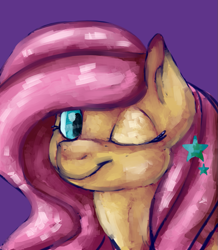 Size: 873x1000 | Tagged: safe, artist:kittyisawolf, character:fluttershy, female, solo, wink