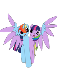 Size: 2448x3264 | Tagged: safe, artist:roxy-cream, character:rainbow dash, character:twilight sparkle, character:twilight sparkle (alicorn), species:alicorn, species:pony, ship:twidash, blue and purple wings, conjoined, ettin, ettin pony, female, fused, fusion, half alicorn half pegasus, lesbian, lol, monster, multiple heads, open mouth, race swap, rainbowcorn, shipping, shocked, strange, together forever, two heads, wat, we have become one, weird, what has science done, wide eyes, wtf