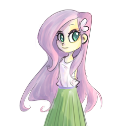 Size: 1000x1000 | Tagged: safe, artist:ange4l, character:fluttershy, my little pony:equestria girls, breasts, clothing, delicious flat chest, female, flattershy, skinny, skirt, solo, tank top