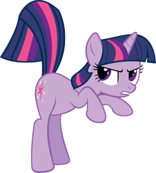 Size: 3615x4000 | Tagged: safe, artist:scotch208, character:twilight sparkle, character:twilight sparkle (unicorn), species:pony, species:unicorn, episode:feeling pinkie keen, g4, my little pony: friendship is magic, annoyed, female, mare, rearing, simple background, solo, transparent background, vector