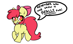 Size: 813x493 | Tagged: safe, artist:purrling, character:apple bloom, female, feminist ponies, mouthpiece, solo, subversive kawaii