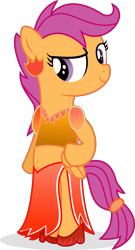 Size: 6554x12136 | Tagged: safe, artist:bigdream64, character:scootaloo, species:pony, absurd resolution, belly button, bellyring, bipedal, clothing, dress, female, midriff, piercing, shoes, simple background, solo, transparent background, vector