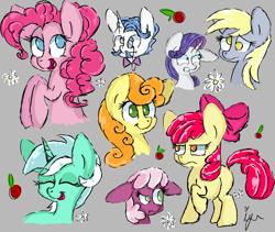Size: 1280x1078 | Tagged: safe, artist:iguana14, character:apple bloom, character:carrot top, character:cheerilee, character:derpy hooves, character:fancypants, character:golden harvest, character:lyra heartstrings, character:pinkie pie, character:rarity, species:pegasus, species:pony, female, mare