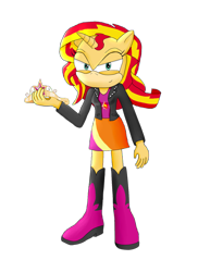 Size: 1138x1566 | Tagged: safe, artist:infinityr319, character:sunset shimmer, species:anthro, species:plantigrade anthro, crossover, equestria girls outfit, simple background, sonic the hedgehog (series), sonicified, style emulation, transparent background