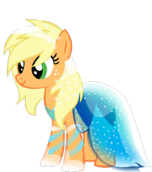 Size: 900x1017 | Tagged: safe, artist:sparkle-bubba, character:applejack, alternate hairstyle, beautiful, clothing, dress, female, loose hair, simple background, solo, transparent background, vector