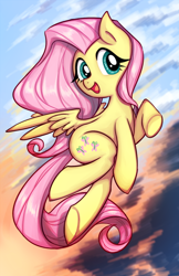 Size: 500x771 | Tagged: safe, artist:tatinee, character:fluttershy, anatomically incorrect, cute, female, flying, happy, incorrect leg anatomy, shyabetes, solo