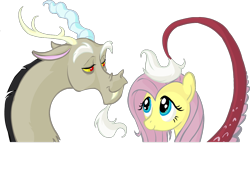 Size: 1260x880 | Tagged: safe, artist:precosiouschild, character:discord, character:fluttershy, ship:discoshy, female, male, shipping, straight