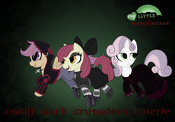 Size: 1280x890 | Tagged: safe, artist:rhanite, character:apple bloom, character:scootaloo, character:sweetie belle, crossover, cutie mark crusaders, vampire, vampire the masquerade, world of darkness