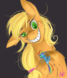 Size: 1709x1985 | Tagged: safe, artist:trickypup, character:applejack, character:rainbow dash, crying, micro, snapplejack, this will end in tears