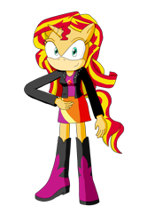 Size: 1020x1536 | Tagged: safe, artist:infinityr319, character:sunset shimmer, species:anthro, species:plantigrade anthro, crossover, simple background, sonic the hedgehog (series), sonicified, style emulation, transparent background