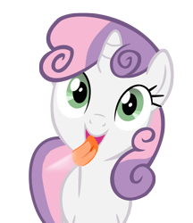 Size: 1280x1482 | Tagged: safe, artist:umbra-neko, character:sweetie belle, female, fourth wall, licking, licking ponies, screen, simple background, solo, transparent background, vector