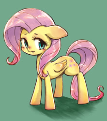 Size: 1012x1143 | Tagged: safe, artist:nazonazopowerfu, character:fluttershy, species:pegasus, species:pony, blushing, cute, female, floppy ears, green background, mare, pixiv, shyabetes, simple background, solo