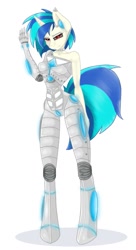 Size: 635x1170 | Tagged: safe, artist:bookxworm89, character:dj pon-3, character:vinyl scratch, species:anthro, android, cyborg, female, solo
