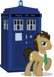 Size: 700x1000 | Tagged: safe, artist:theevilflashanimator, character:doctor whooves, character:time turner, species:earth pony, species:pony, crossover, doctor who, male, necktie, simple background, sonic screwdriver, stallion, tardis, the doctor, transparent background, vector