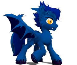 Size: 1316x1114 | Tagged: safe, artist:sherfur, oc, oc only, oc:shooting star, species:bat pony, species:pony, 3d, fangs, male, simple background, solo, stallion, transparent background, unshorn fetlocks