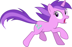 Size: 7320x4800 | Tagged: safe, artist:vectorizedunicorn, character:amethyst star, character:sparkler, species:pony, species:unicorn, absurd resolution, female, looking back, mare, open mouth, running, simple background, solo, svg, transparent background, vector, wide eyes, windswept mane