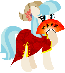 Size: 5000x5619 | Tagged: safe, artist:lunabubble-ede96, character:coco pommel, absurd resolution, chinese new year, clothing, dress, fan, female, solo