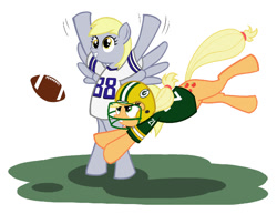 Size: 700x539 | Tagged: safe, artist:sslug, character:applejack, character:derpy hooves, species:pegasus, species:pony, american football, dallas cowboys, dez bryant, female, green bay packers, ha ha clinton-dix, mare, nfc divisional round, nfl, nfl divisional round, nfl playoffs, simple background, white background