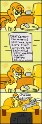 Size: 549x1611 | Tagged: safe, artist:roflpony, character:carrot top, character:derpy hooves, character:golden harvest, species:earth pony, species:pegasus, species:pony, comic, couch, i emptied your fridge, refrigerator, television
