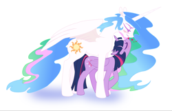 Size: 4495x2902 | Tagged: safe, artist:bri-sta, artist:sagegami, character:princess celestia, character:twilight sparkle, character:twilight sparkle (alicorn), species:alicorn, species:pony, ship:twilestia, bedroom eyes, blushing, cute, eyes closed, female, heart, lesbian, licking, mare, shipping, simple background, smiling, tongue out, vector, white background