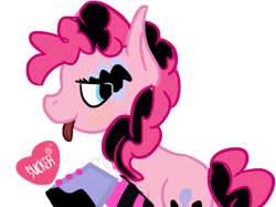 Size: 615x459 | Tagged: safe, artist:discorcl, character:pinkie pie, female, pinkie pie's boutique, ponymania, solo, tongue out