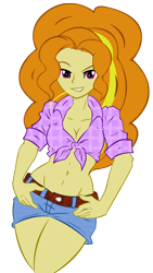 Size: 2300x4071 | Tagged: safe, artist:alexandru1208, character:adagio dazzle, equestria girls:rainbow rocks, g4, my little pony: equestria girls, my little pony:equestria girls, belly button, cleavage, clothing, daisy dukes, female, front knot midriff, midriff, solo
