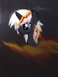 Size: 1135x1500 | Tagged: safe, artist:chadbeats, oc, oc only, oc:velvet remedy, species:pony, species:unicorn, fallout equestria, fanfic, fanfic art, female, frown, horn, mare, painting, solo
