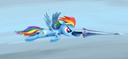 Size: 1182x550 | Tagged: safe, artist:vapgames, character:rainbow dash, female, flying, joust, jousting, lance, solo