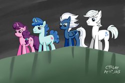Size: 1024x678 | Tagged: safe, artist:infinityr319, character:double diamond, character:night glider, character:party favor, character:sugar belle, episode:the cutie map, g4, my little pony: friendship is magic, equal four, scene interpretation