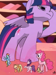 Size: 771x1037 | Tagged: safe, artist:bananimationofficial, character:applejack, character:fluttershy, character:pinkie pie, character:rainbow dash, character:rarity, character:twilight sparkle, character:twilight sparkle (alicorn), species:alicorn, mane six, micro, shrunk