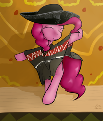 Size: 600x707 | Tagged: safe, artist:pinkiesheen, character:pinkie pie, clothing, cute, poncho, sombrero