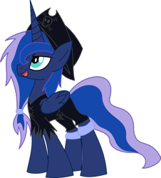 Size: 585x648 | Tagged: safe, artist:walkcow, character:princess luna, clothing, female, hat, pirate, pirate hat, simple background, solo, transparent background