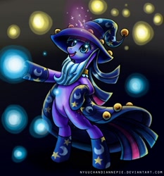 Size: 2221x2384 | Tagged: safe, artist:nyuuchandiannepie, character:twilight sparkle, species:pony, species:unicorn, abstract background, bipedal, clothing, fake beard, female, high res, magic, mare, socks, solo, star swirl the bearded costume
