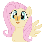 Size: 150x147 | Tagged: safe, artist:elenaboosy, character:fluttershy, animated, butterfly, cute, female, insect on nose, solo