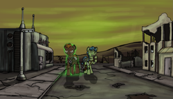Size: 1299x749 | Tagged: safe, artist:nukechaser, /mlp/, fallout equestria, glow, radiation, raider
