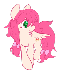Size: 884x986 | Tagged: safe, artist:chop4, oc, oc only, species:pegasus, species:pony, braid, cute, hair bow, looking back, simple background, smiling, solo, spread wings, tail bow, transparent background, vector, wings