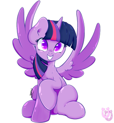 Size: 1087x1180 | Tagged: safe, artist:shadowhulk, character:twilight sparkle, character:twilight sparkle (alicorn), species:alicorn, species:pony, cute, female, looking at you, mare, simple background, smiling, solo, spread wings, transparent background, twiabetes, wings