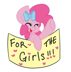 Size: 709x714 | Tagged: safe, artist:purrling, character:pinkie pie, female, feminism, heart, meta, mouthpiece, solo