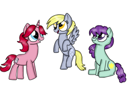 Size: 1024x765 | Tagged: safe, artist:dulcechica19, character:derpy hooves, species:pony, equestria girls:rainbow rocks, g4, my little pony: equestria girls, my little pony:equestria girls, background human, blueberry pie, equestria girls ponified, ponified, raspberry fluff, the muffins